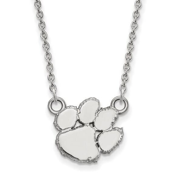 10k White Gold Clemson U Small Pendant Necklace